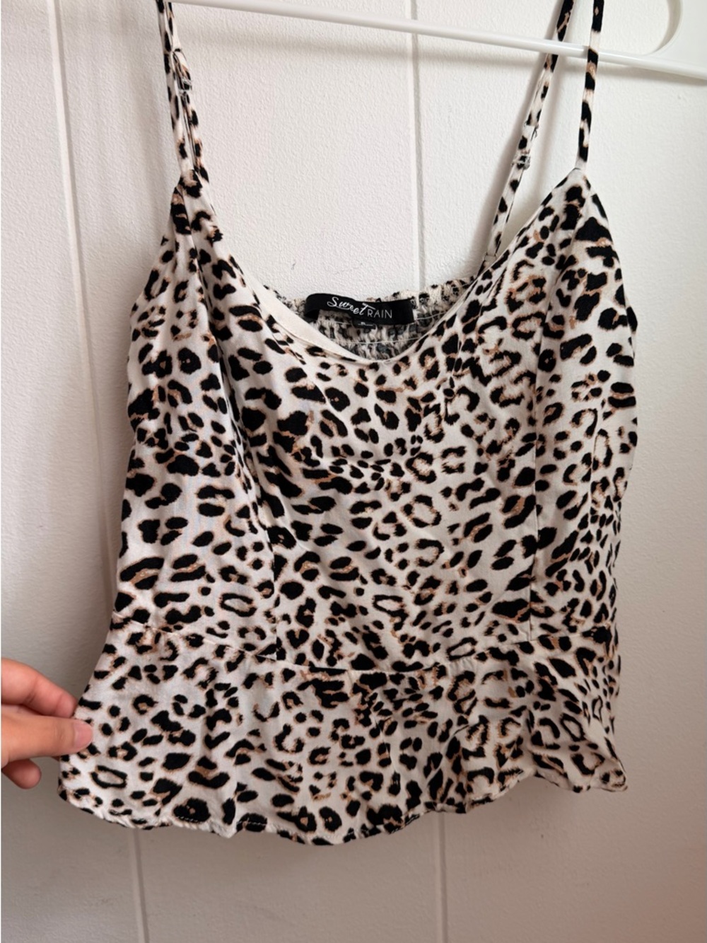 Sweet Rain Leopard Print Spaghetti Strap Cami - White, Black, Brown